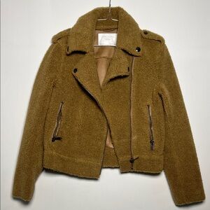 Zara Teddy Moto Jacket in Camel